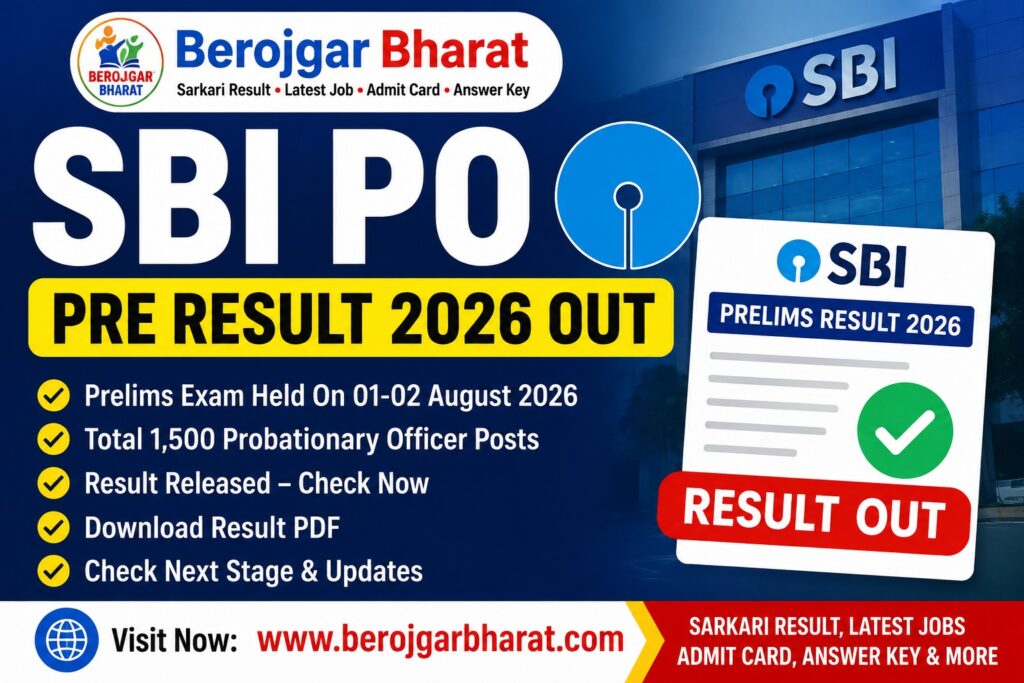 SBI PO Prelims Result 2026 Out – 1500 Probationary Officer Posts