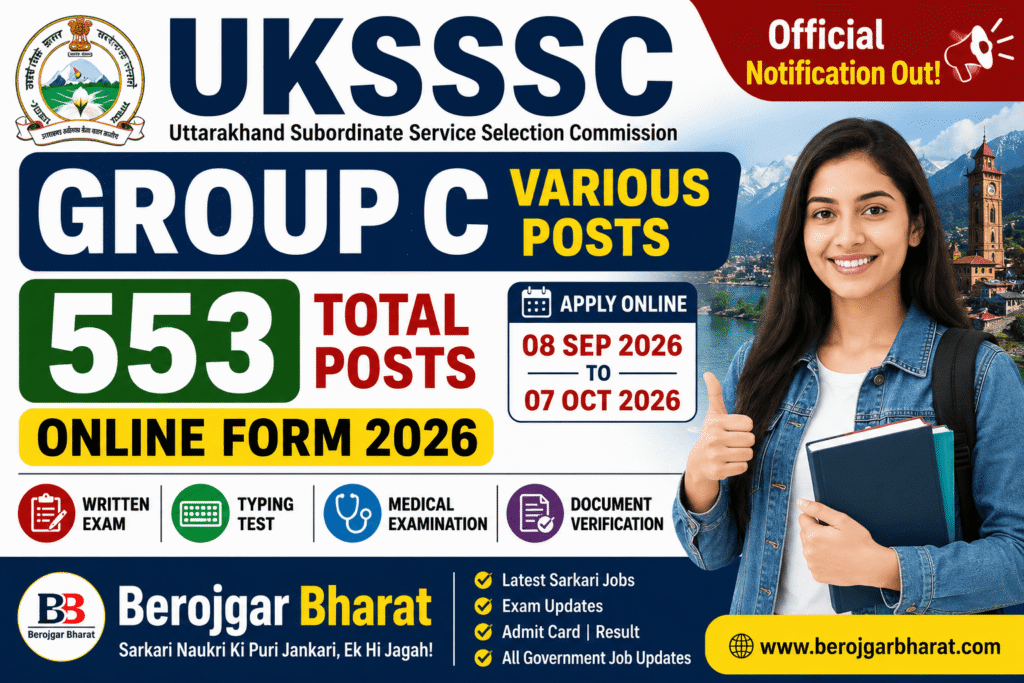 UKSSSC Group C Various Posts Recruitment 2026 – 553 Vacancies