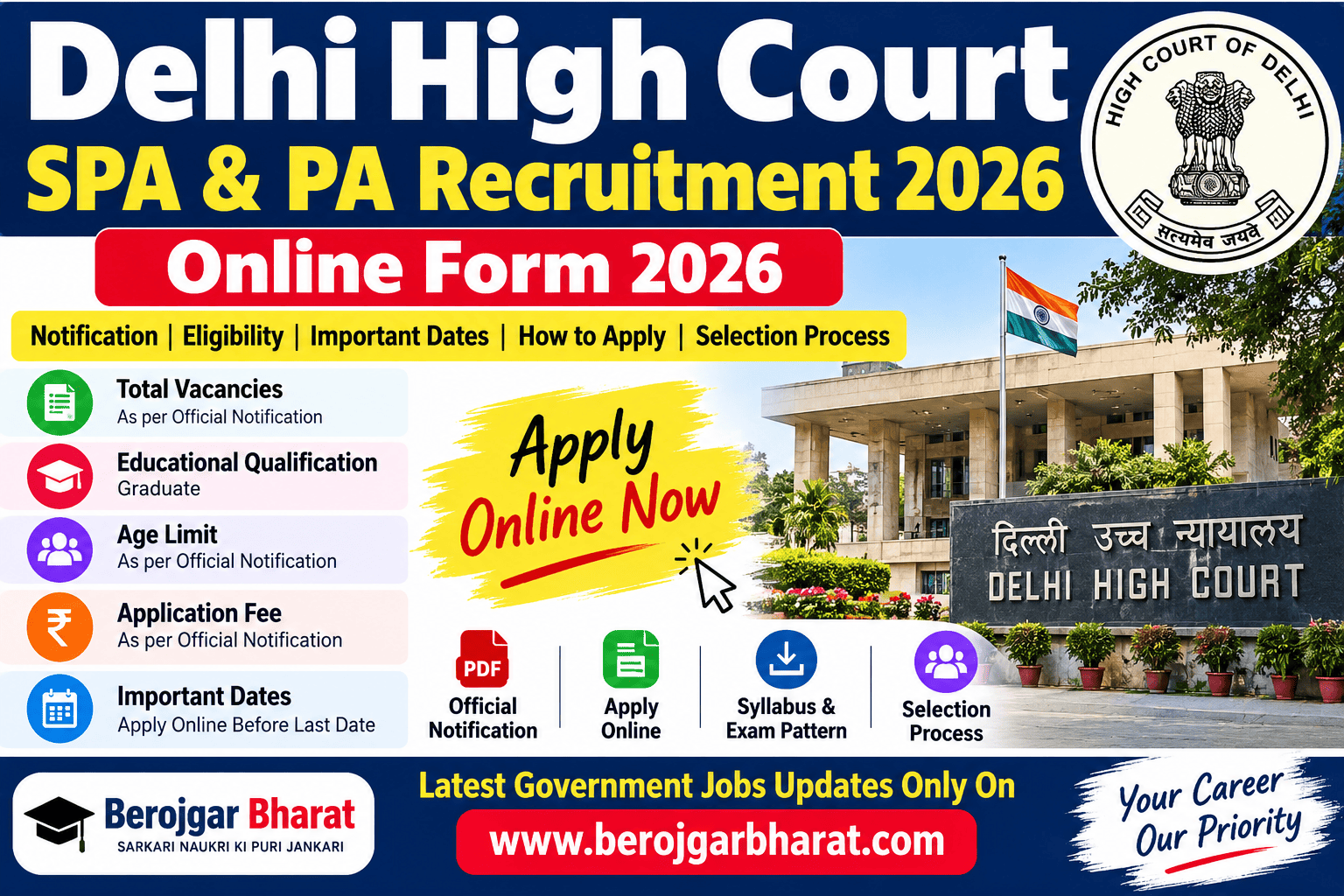 Delhi High Court SPA & PA Recruitment 2026 Online Form
