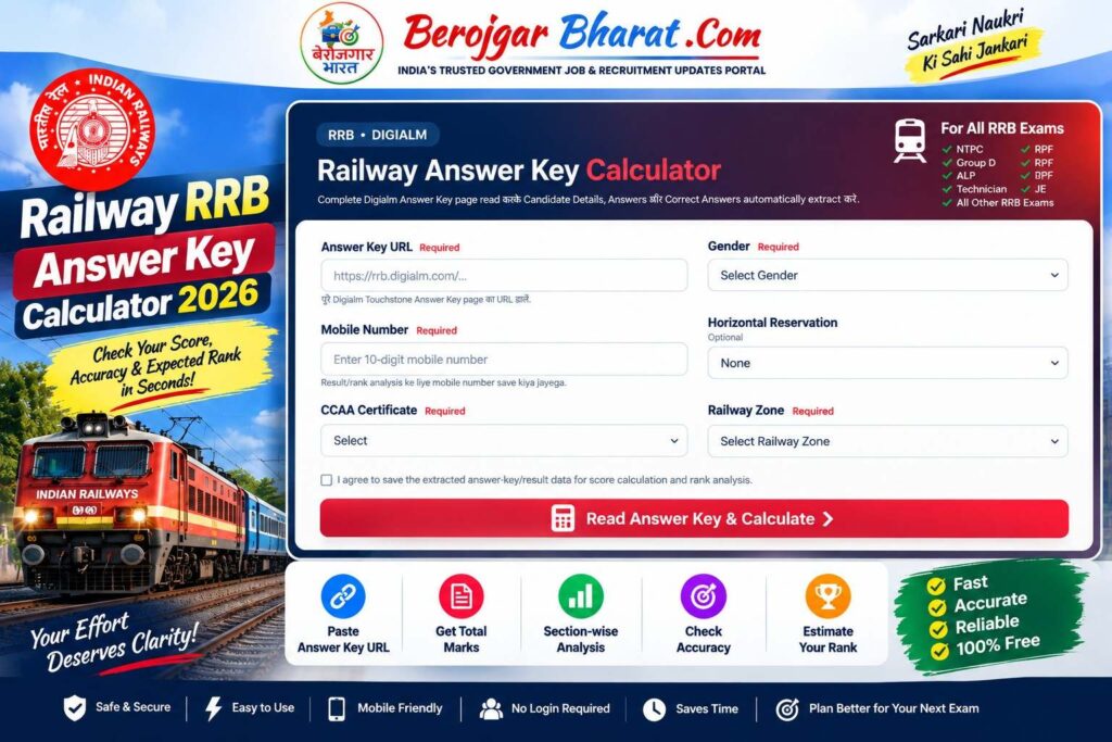 Railway RRB Answer Key Calculator.