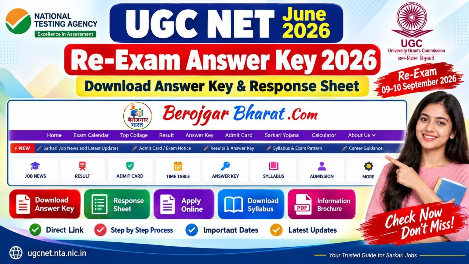 UGC NET June Re-Exam Answer Key 2026, Download Response Sheet 6 UGC NET June Re-Exam Answer Key 2026, Download Link
