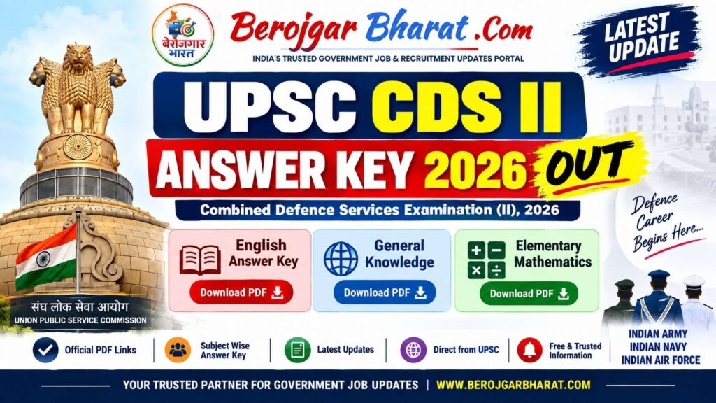 UPSC CDS II Answer Key 2026 OUT – English, General Knowledge and Elementary Mathematics Answer Key PDF