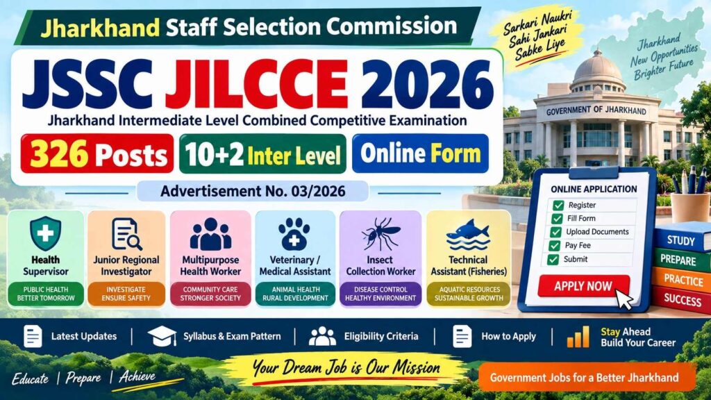 JSSC JILCCE Recruitment 2026 – 326 Posts, 10+2 Inter Level Online Form
