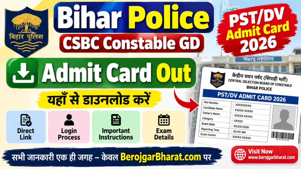 Bihar Police Constable GD PST DV Admit Card 2026
