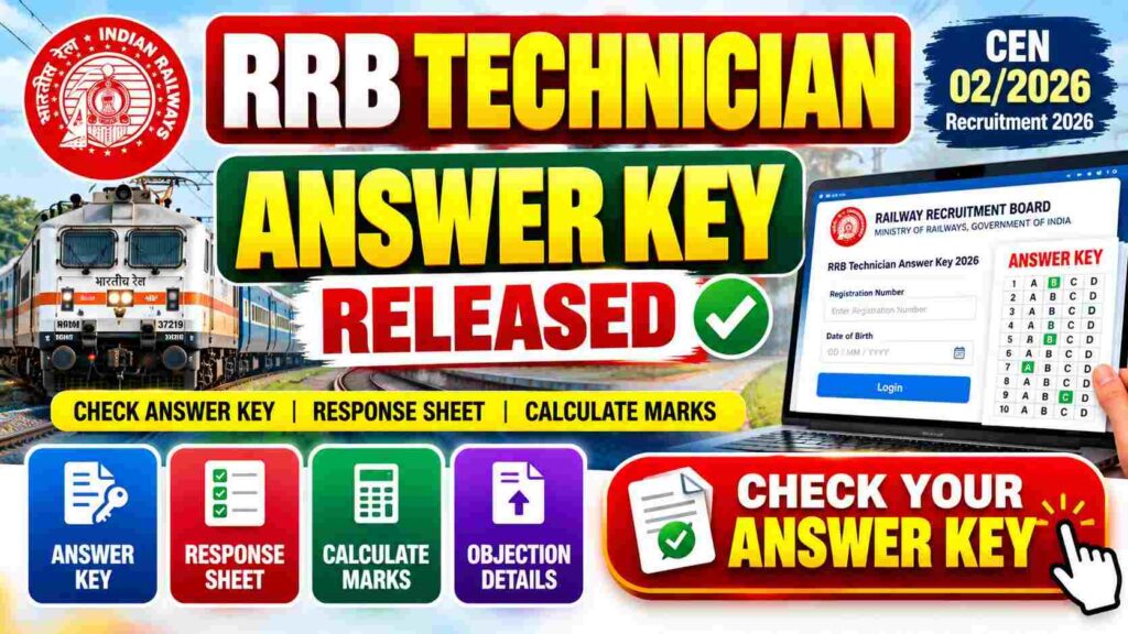 RRB Technician CEN 02/2026 Answer Key Released – Check Answer Key, Response Sheet and Calculate Marks