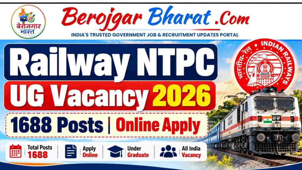 Railway NTPC Under Graduate Level Vacancy 2026 – 1688 Posts Recruitment